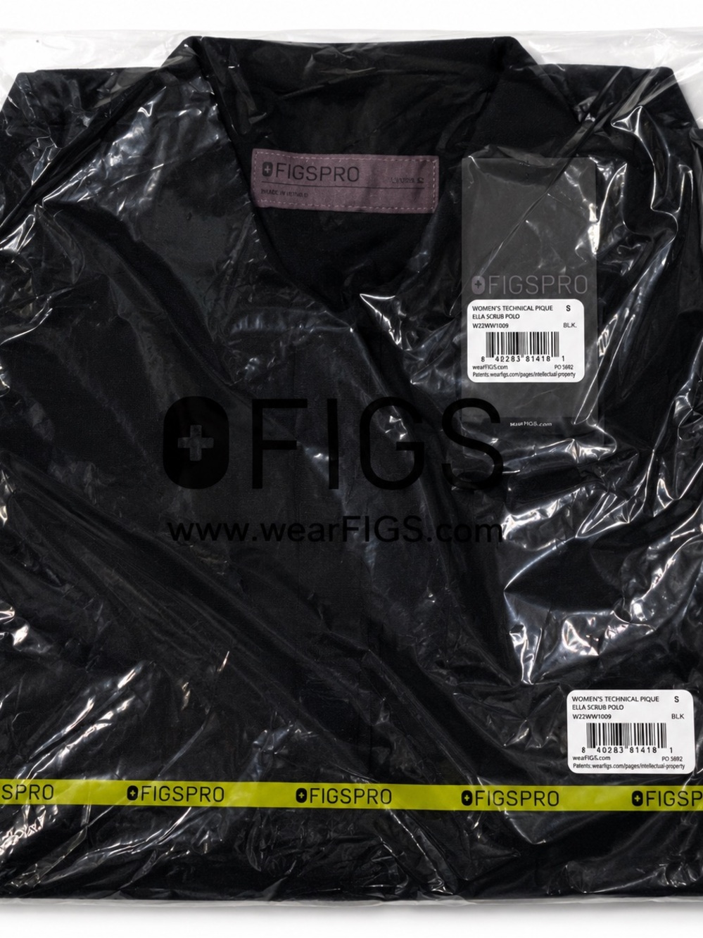FIGS PRO Ella Technical Pique Polo Black Small NWT Pima Cotton Scrub Top